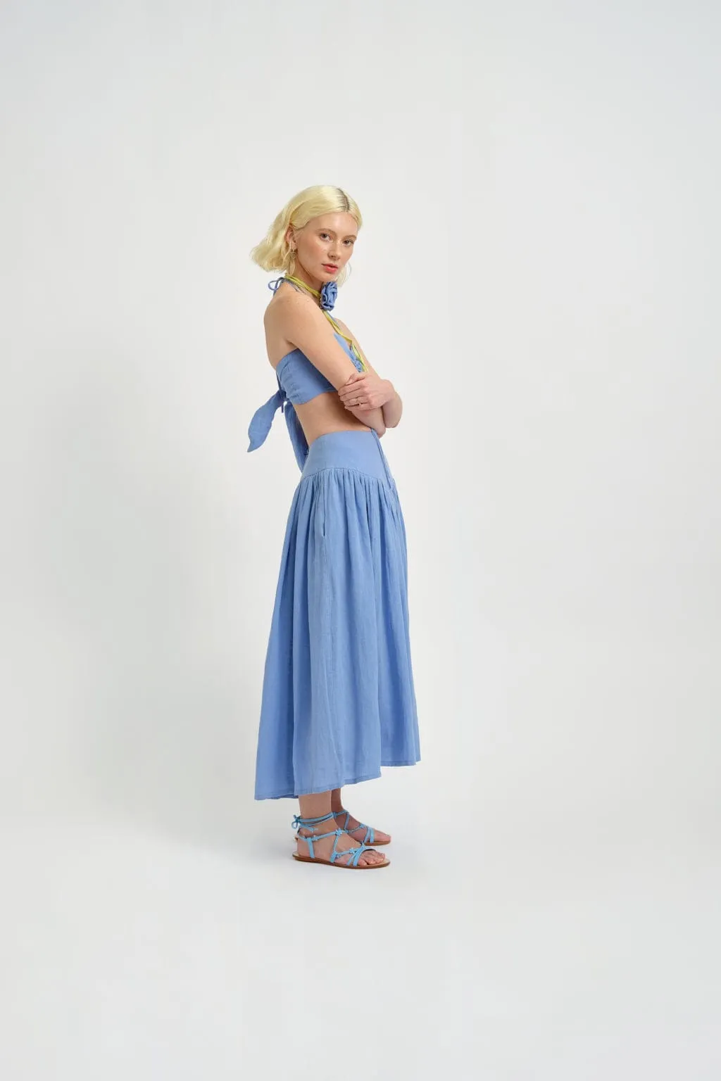 Lucille Skirt Blue Linen