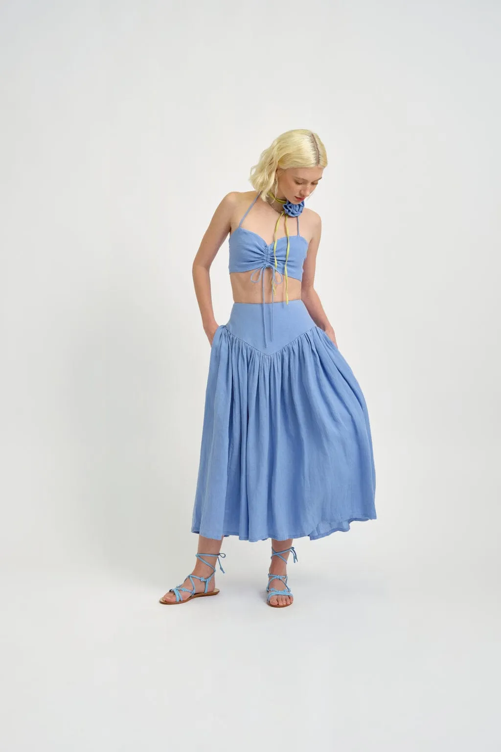Lucille Skirt Blue Linen
