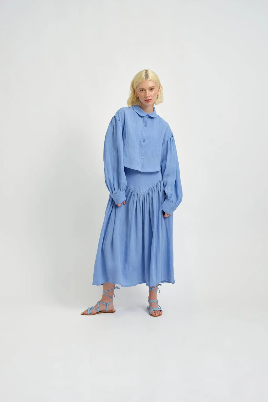 Lucille Skirt Blue Linen