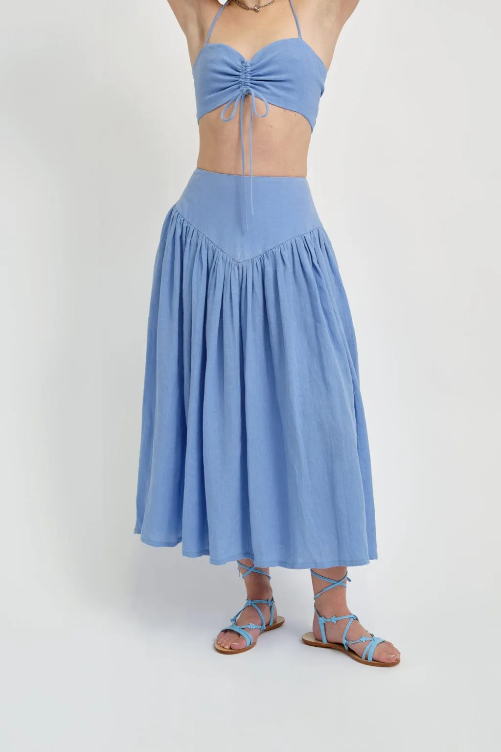 Lucille Skirt Blue Linen