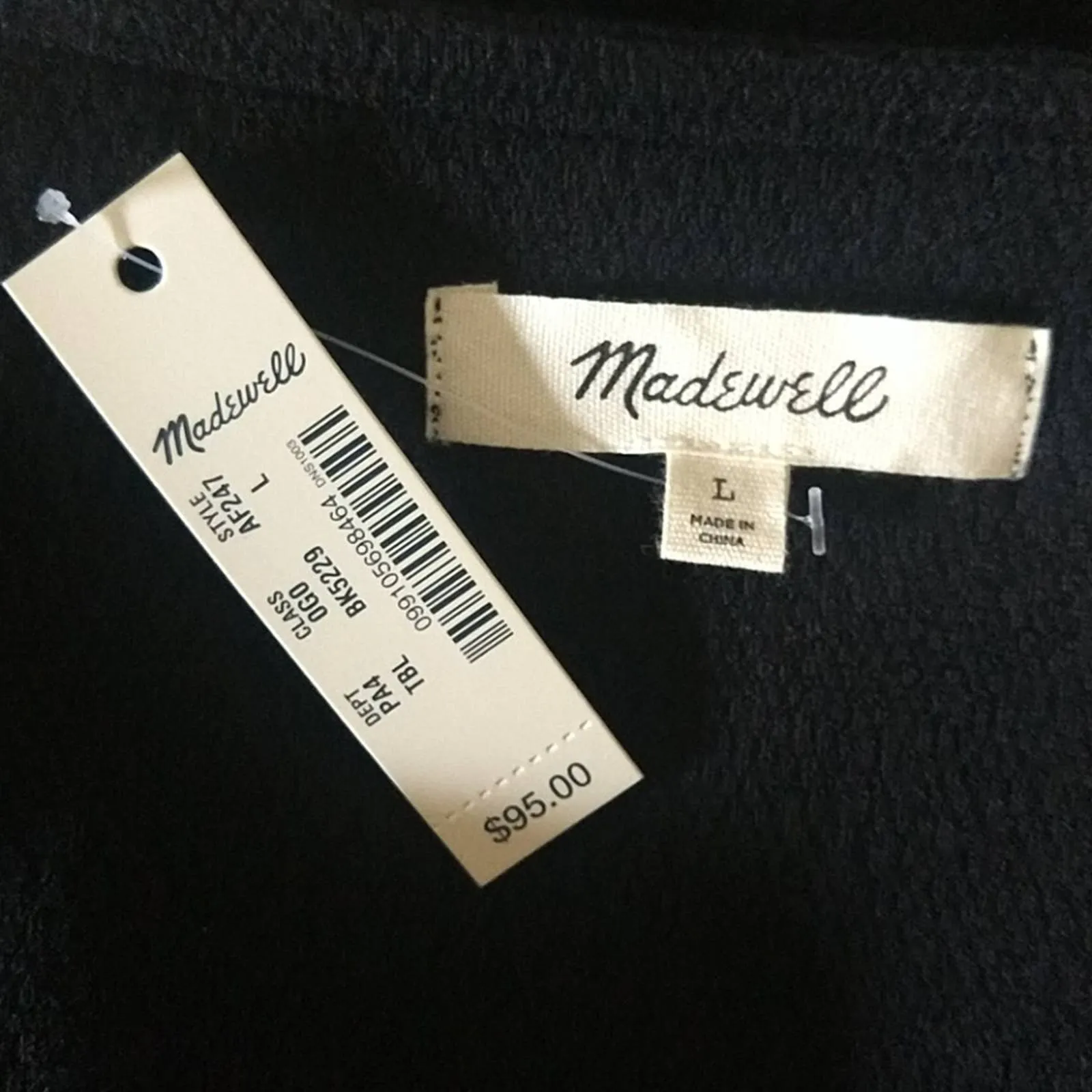 Madewell Cross Front Button Dress Large Black