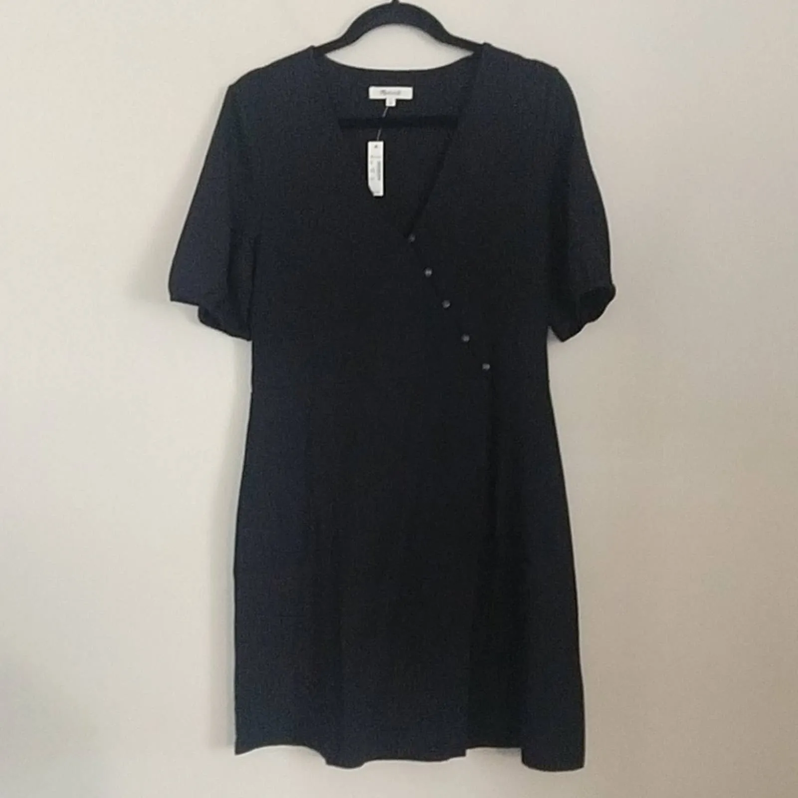 Madewell Cross Front Button Dress Large Black