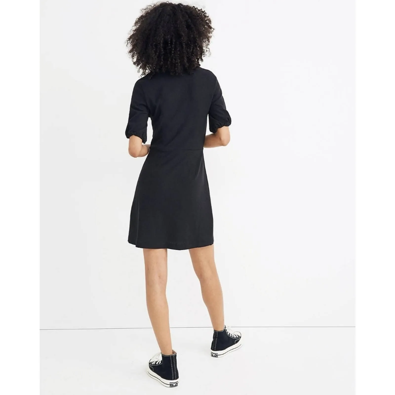 Madewell Cross Front Button Dress Large Black