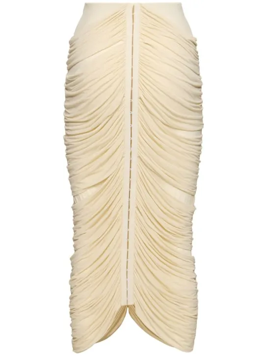 Magda Butrym   Draped jersey midi skirt w/ rose 