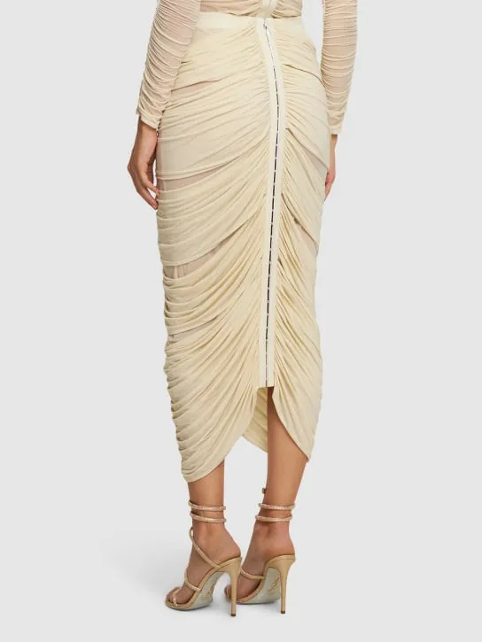 Magda Butrym   Draped jersey midi skirt w/ rose 