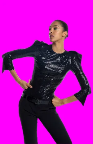 Magissa | Bold Glamour: Draped Sequin Bodysuit