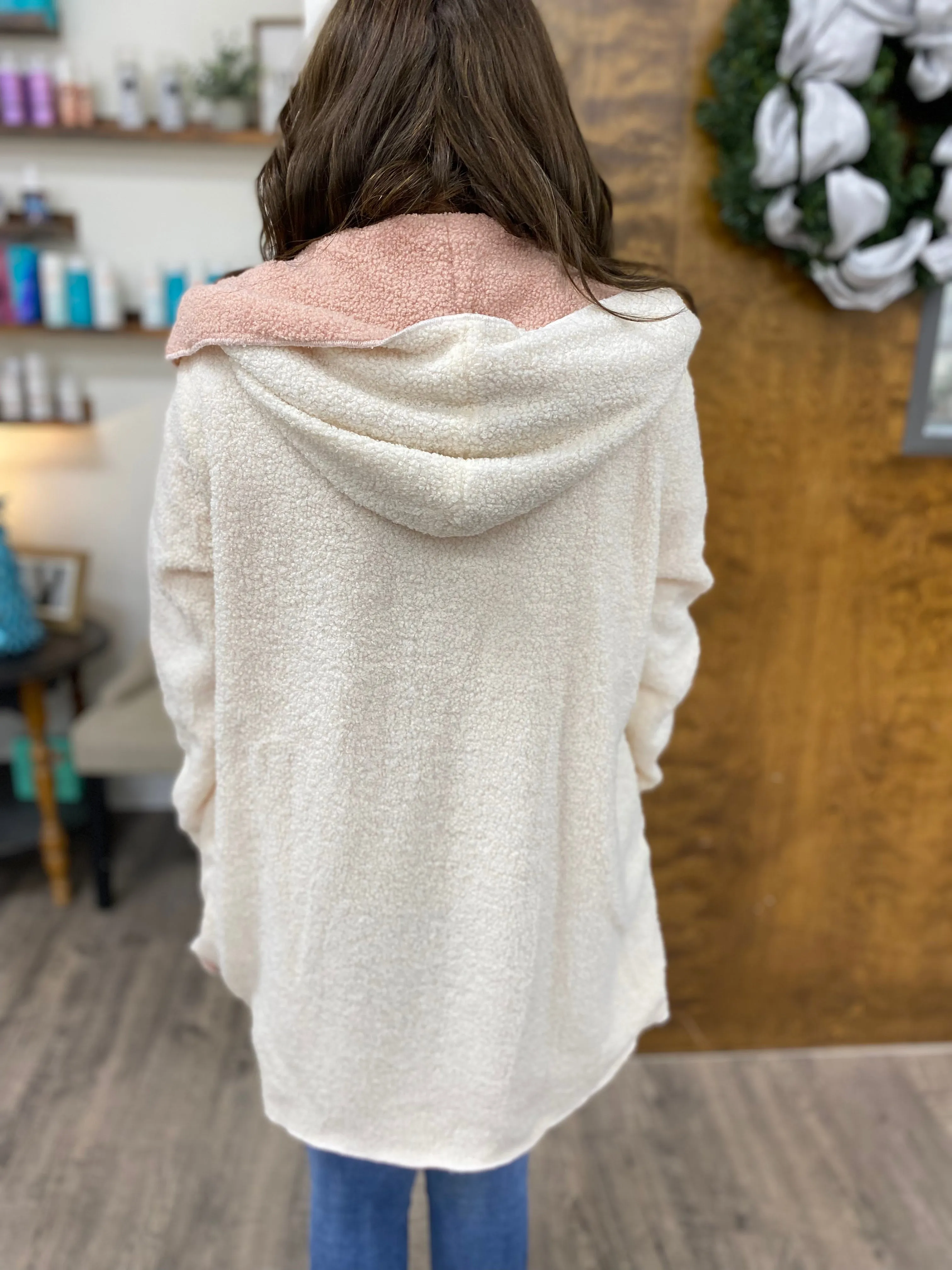 Mauve/Ivory hoodie jacket