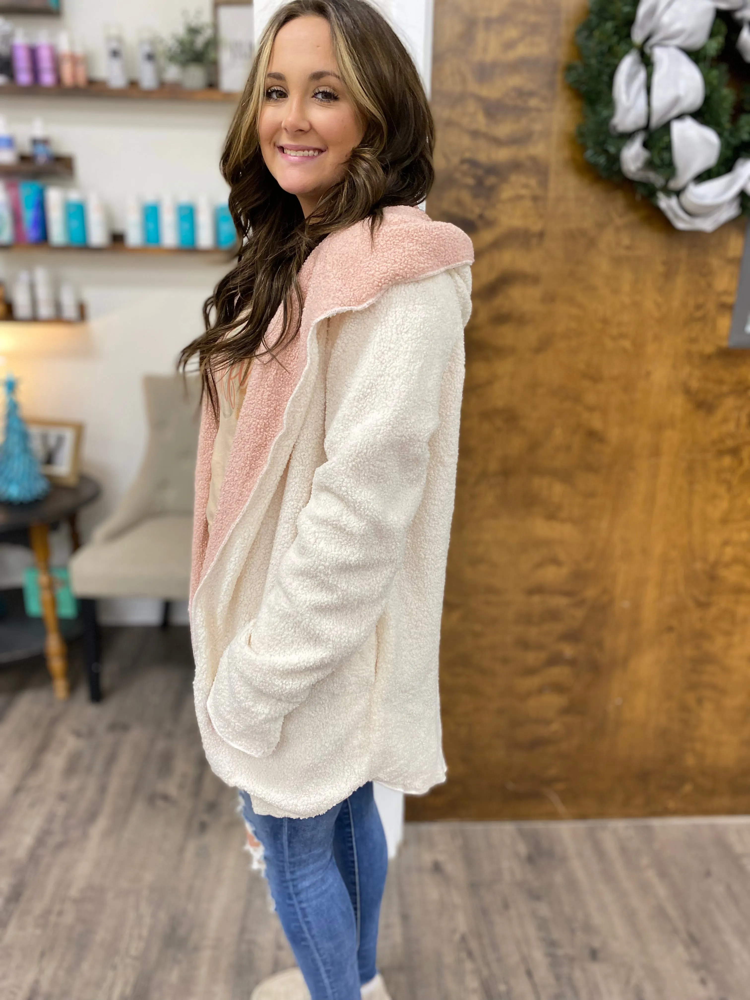 Mauve/Ivory hoodie jacket