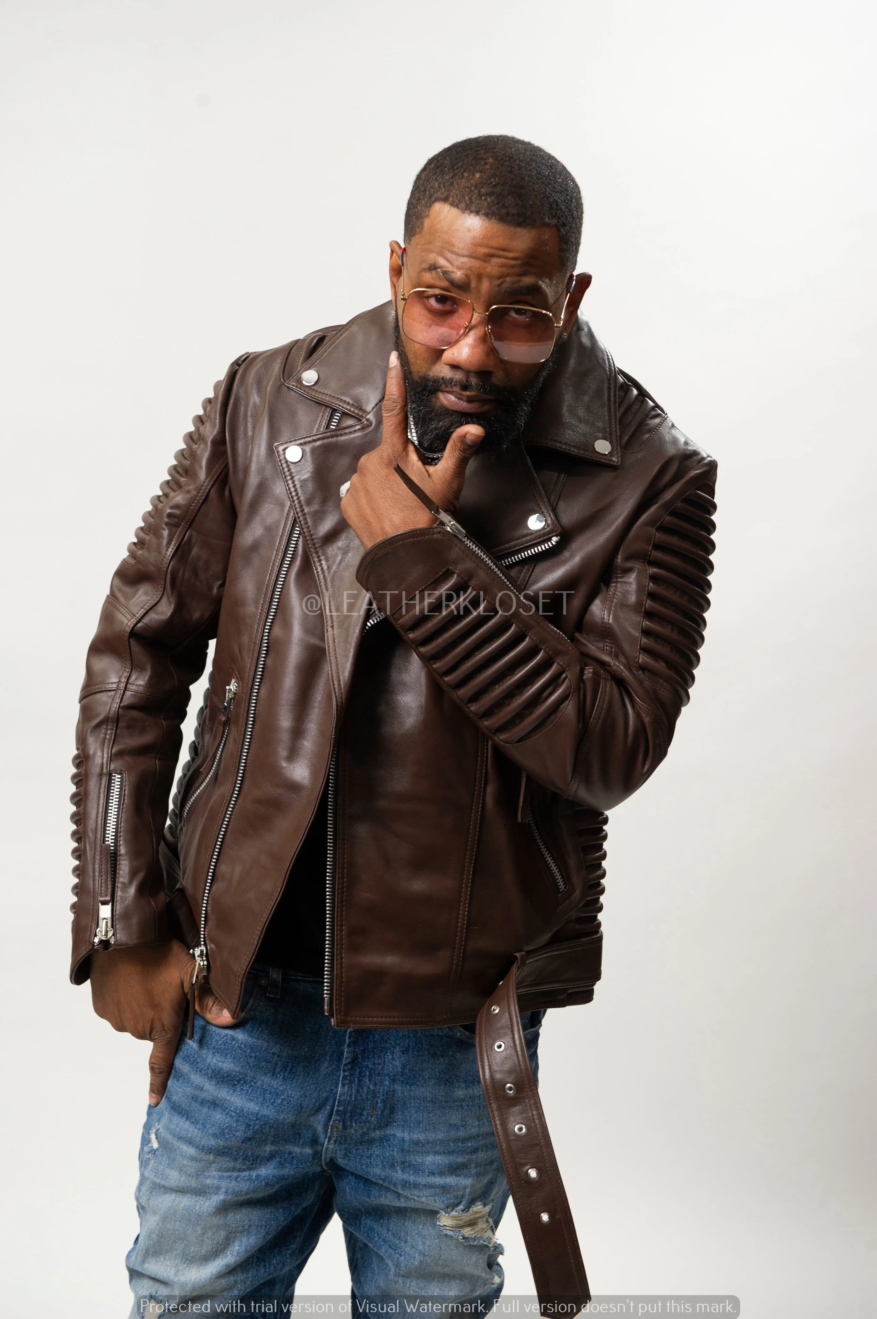 Men's Trey Biker Jacket [Brown]