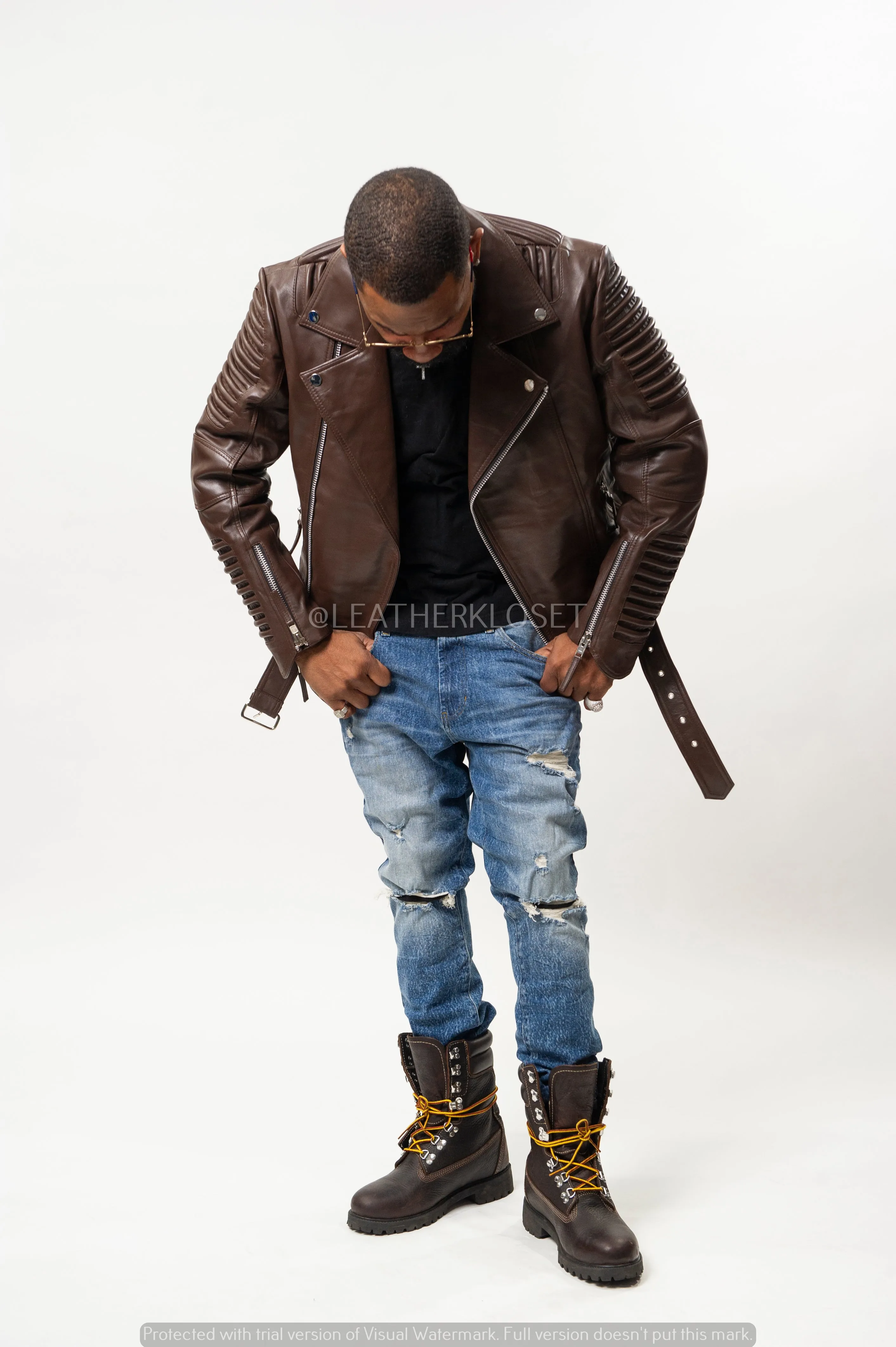 Men's Trey Biker Jacket [Brown]