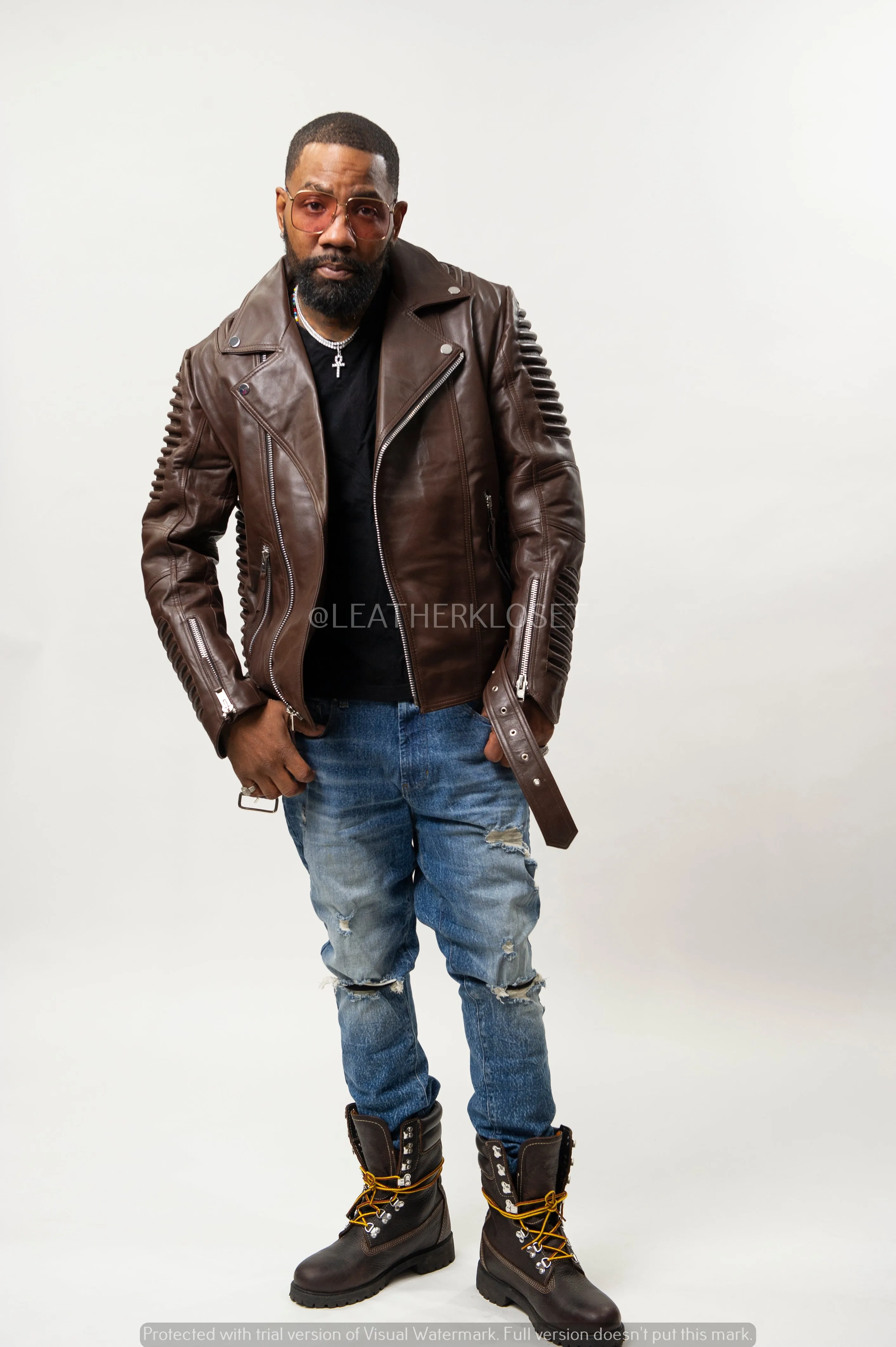 Men's Trey Biker Jacket [Brown]