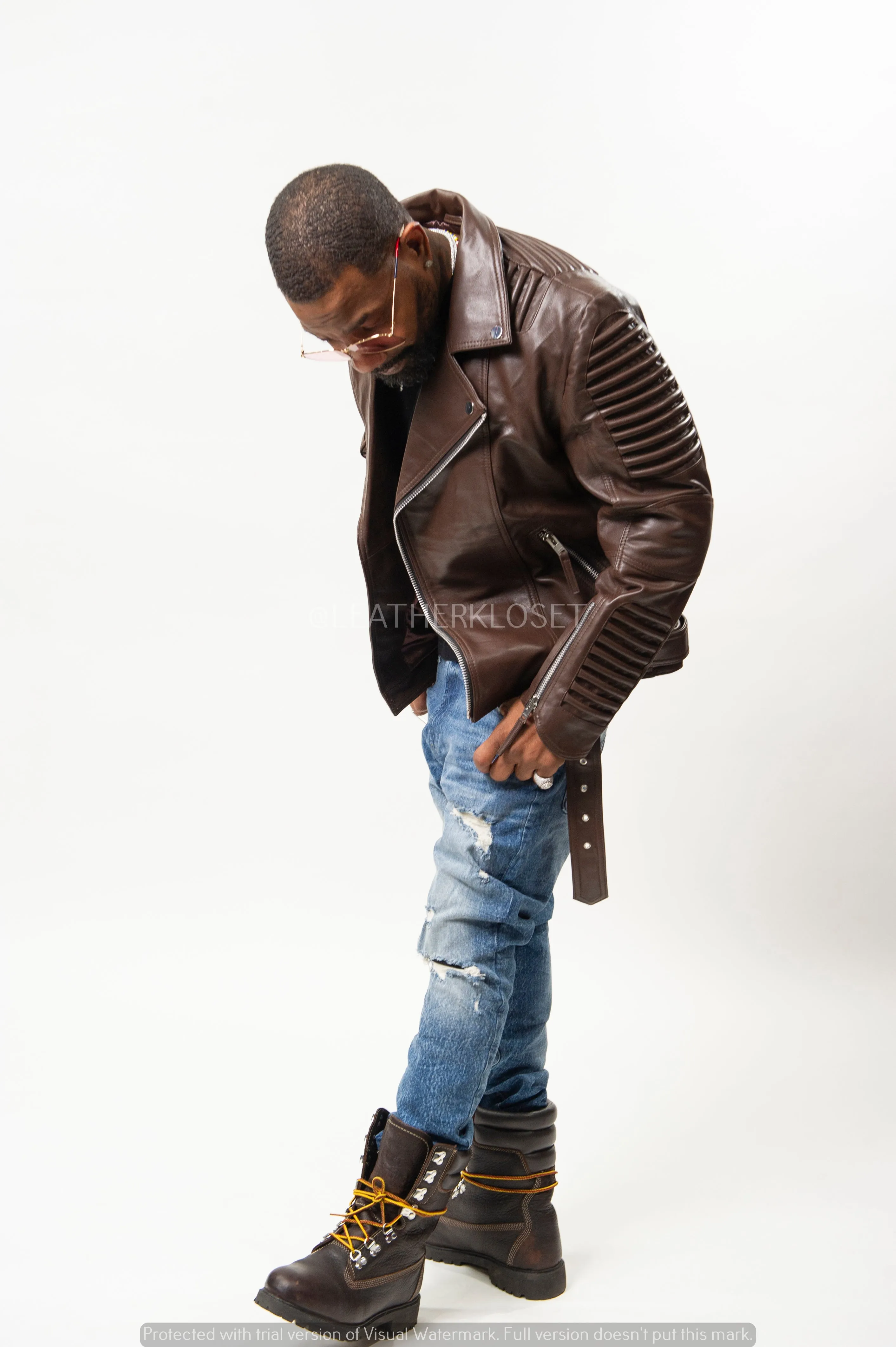Men's Trey Biker Jacket [Brown]