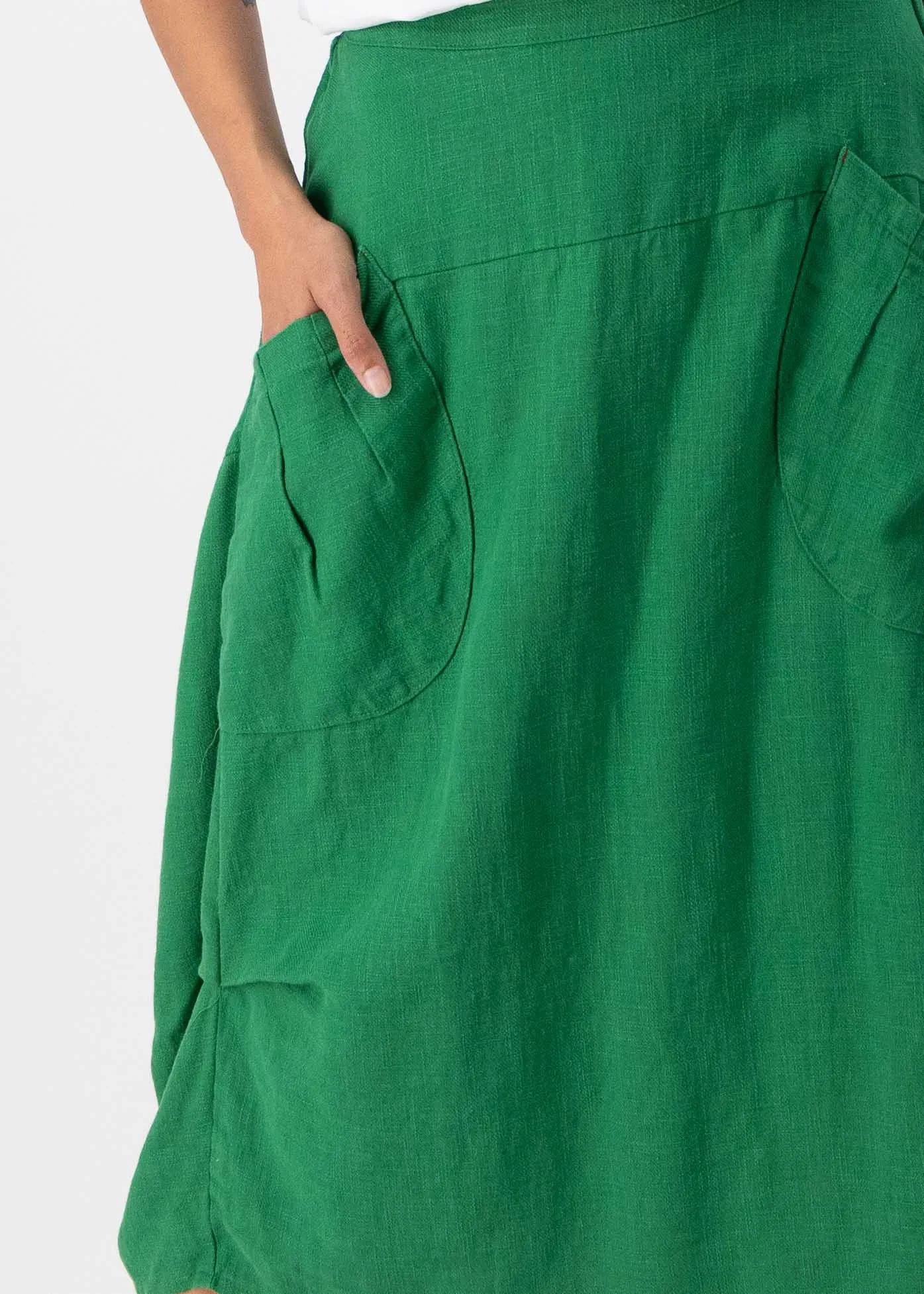 Milwaukee Fiesta Skirt Emerald Green in Slub Linen