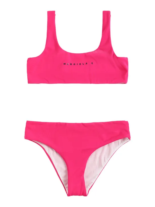MM6 Maison Margiela   Logo print Lycra bikini set 