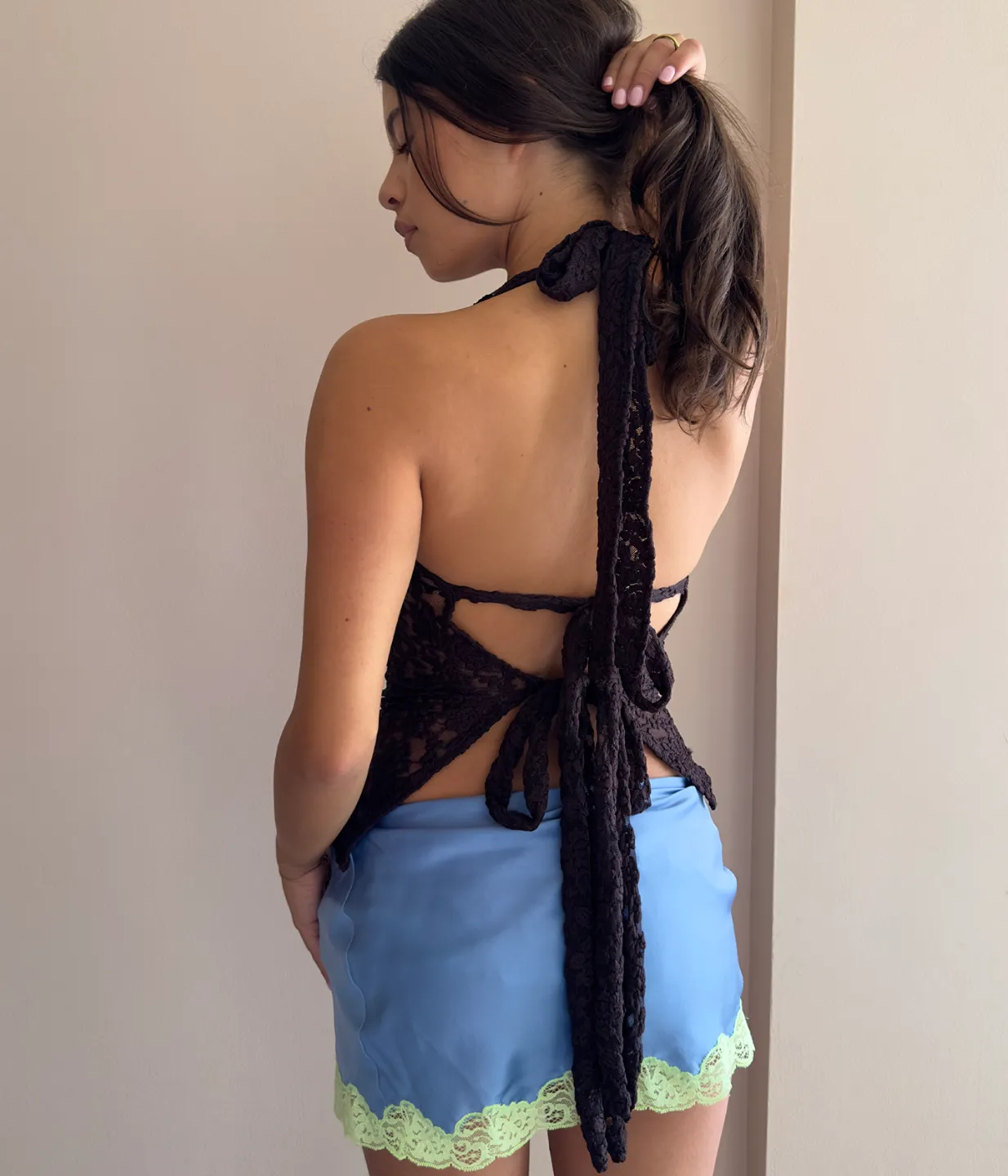 Navy Lace Halter