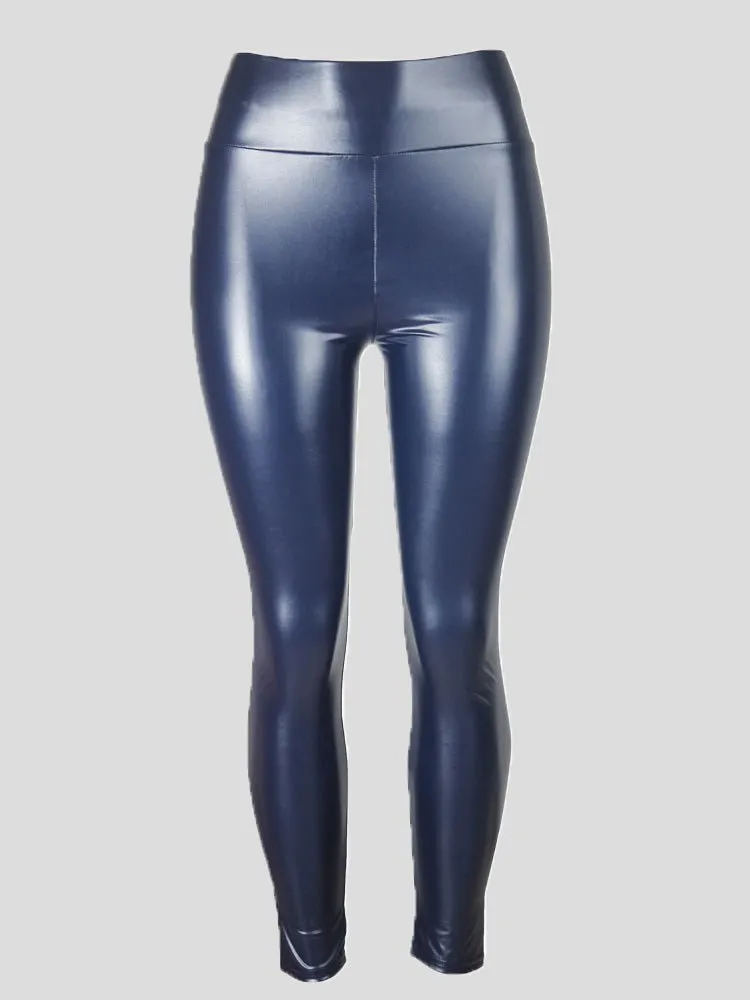 Pants High Waist Stretch Pu Leather Pants for Women