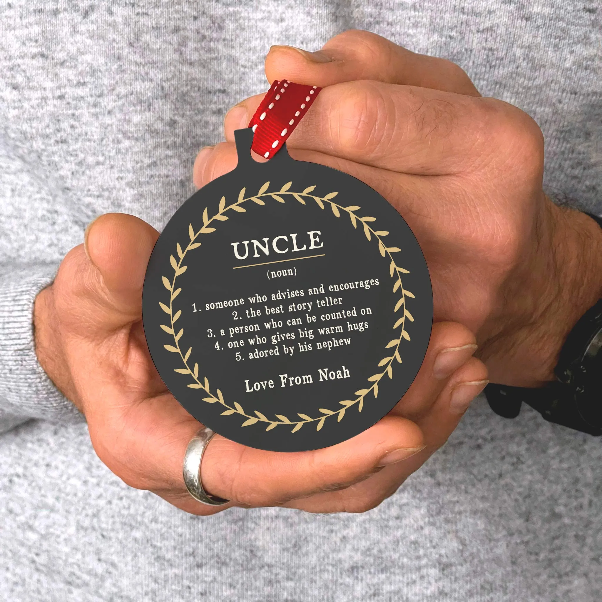 Personalised 'Definition Of Uncle' Christmas Bauble