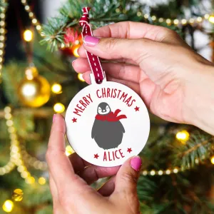 Personalised 'Merry Christmas' Penguin Bauble