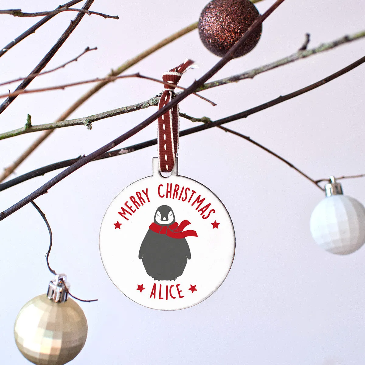 Personalised 'Merry Christmas' Penguin Bauble