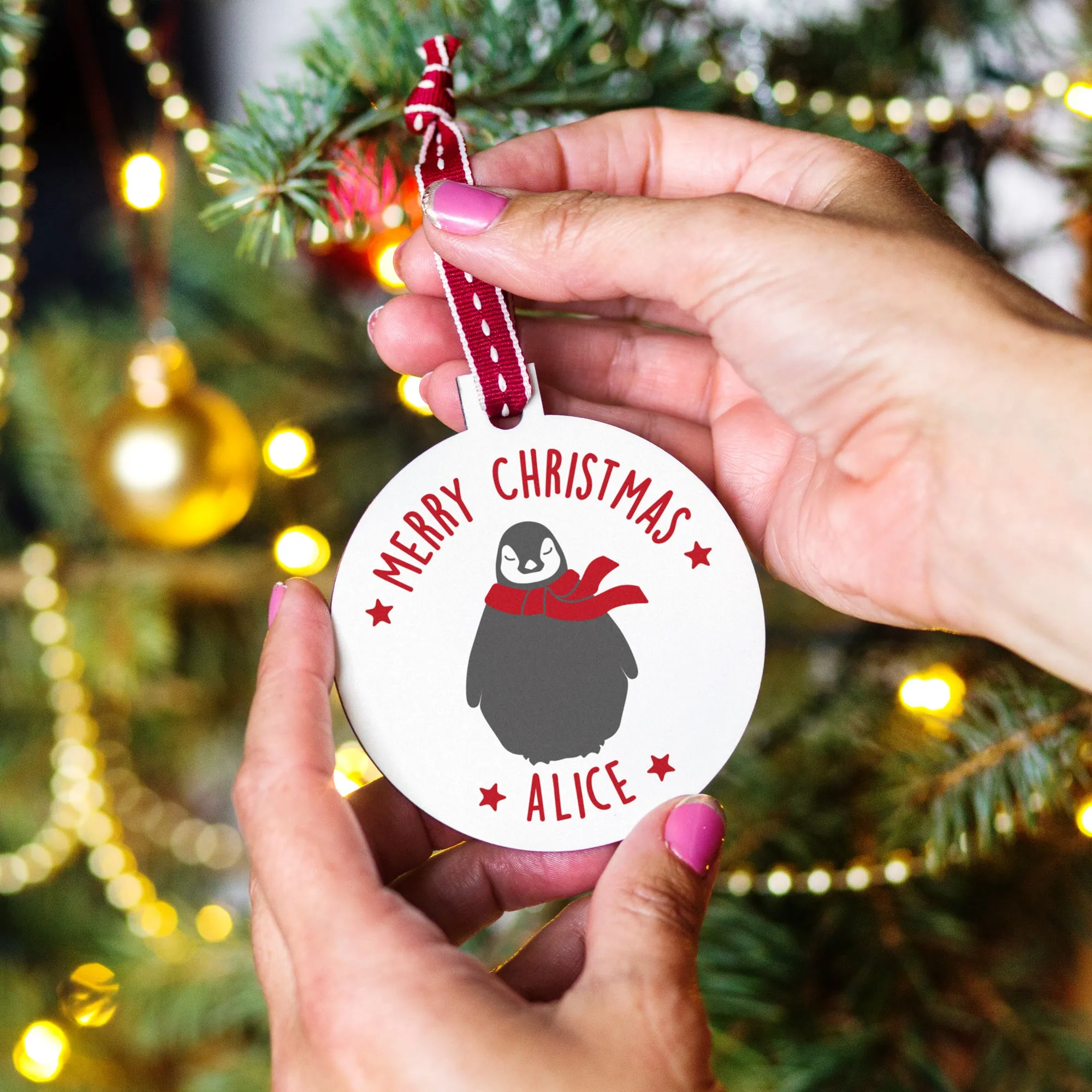 Personalised 'Merry Christmas' Penguin Bauble
