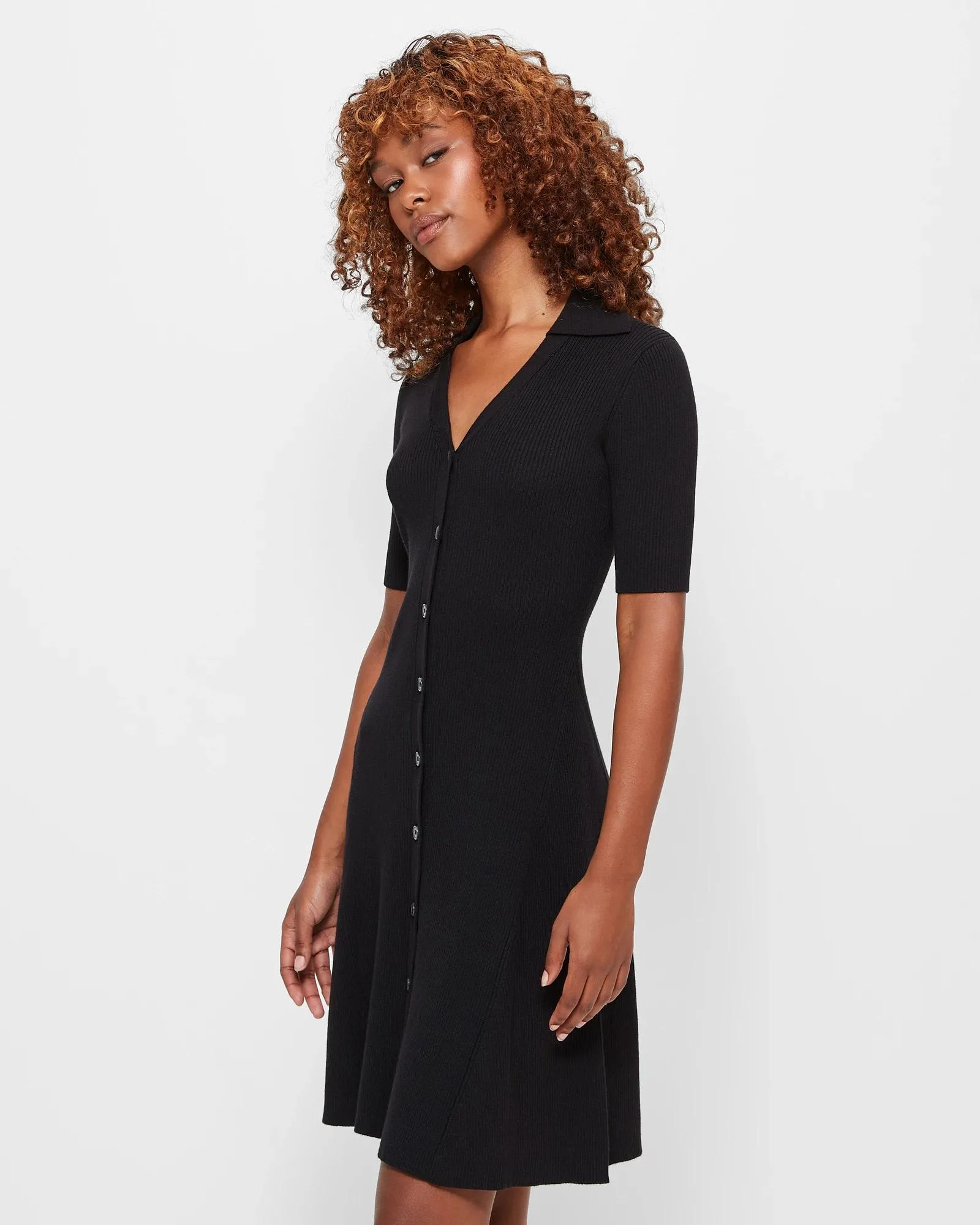 popular  Petites Knit Mini Dress - Dannii Minogue - Black