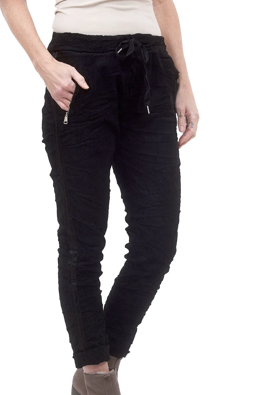 Ribbon-Side Corduroy Jogger, Black
