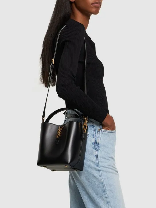 Saint Laurent   Small Le 37 shiny leather bucket bag 