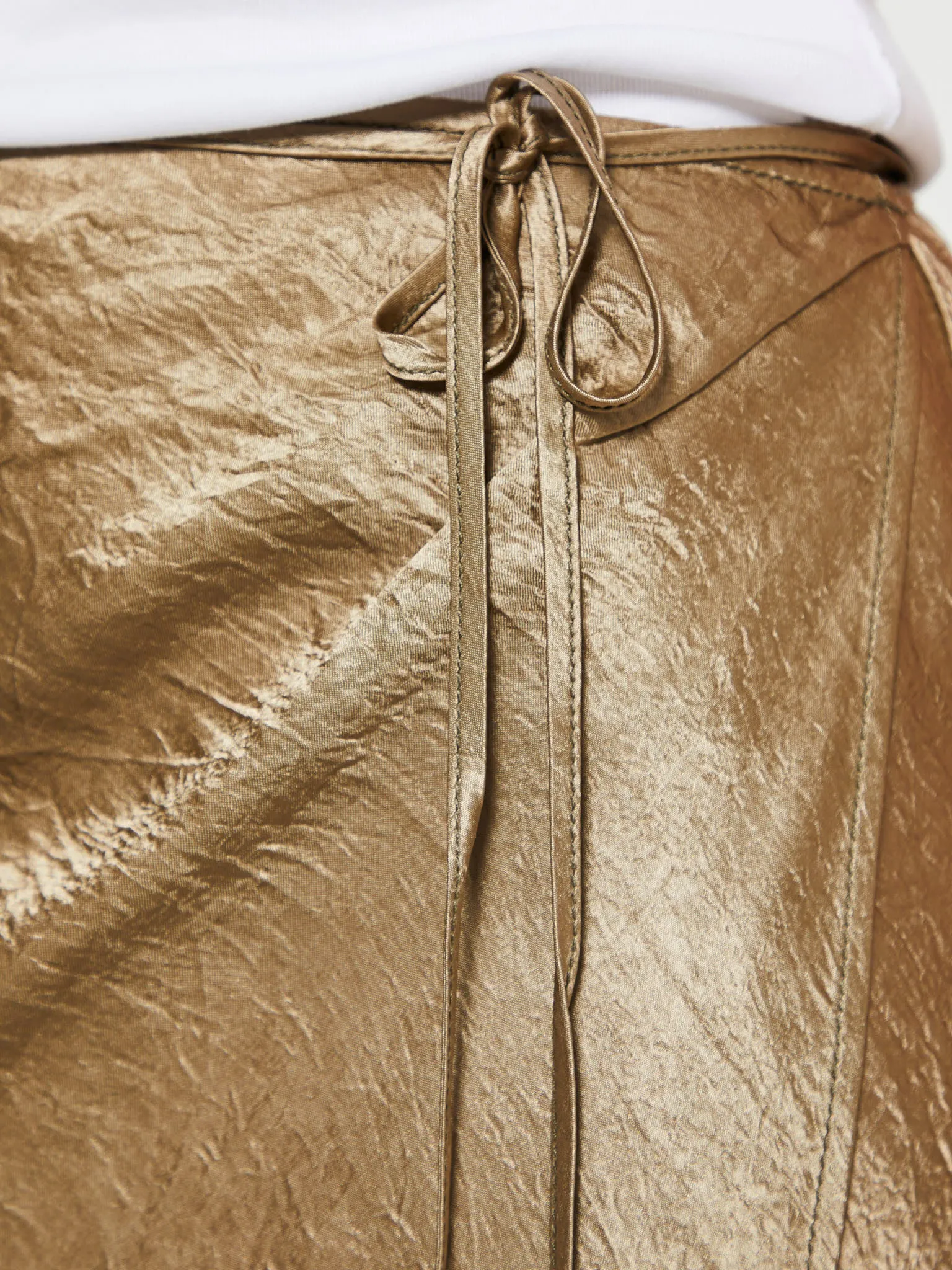 Satin Wrap Skirt in Gold