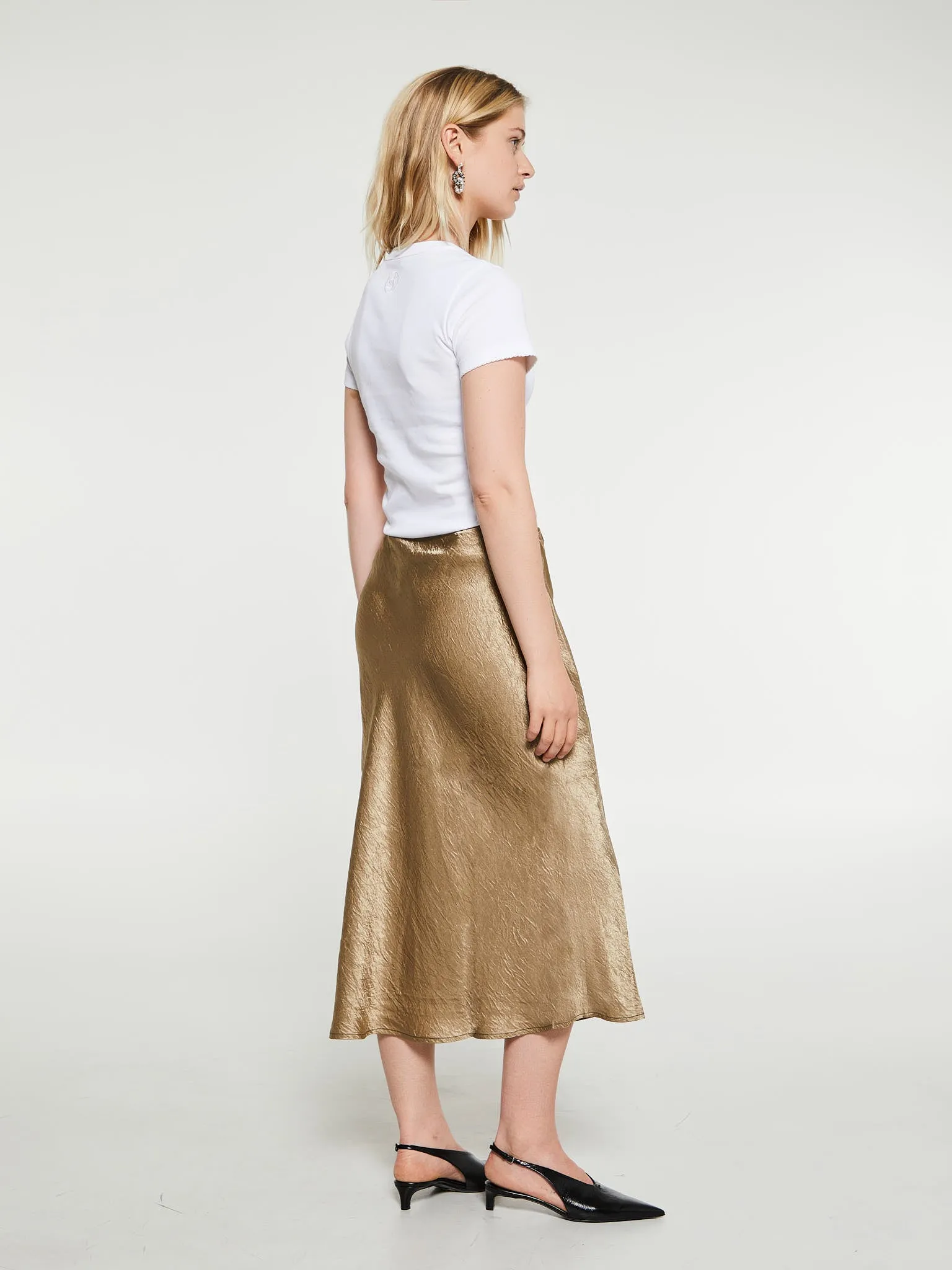 Satin Wrap Skirt in Gold