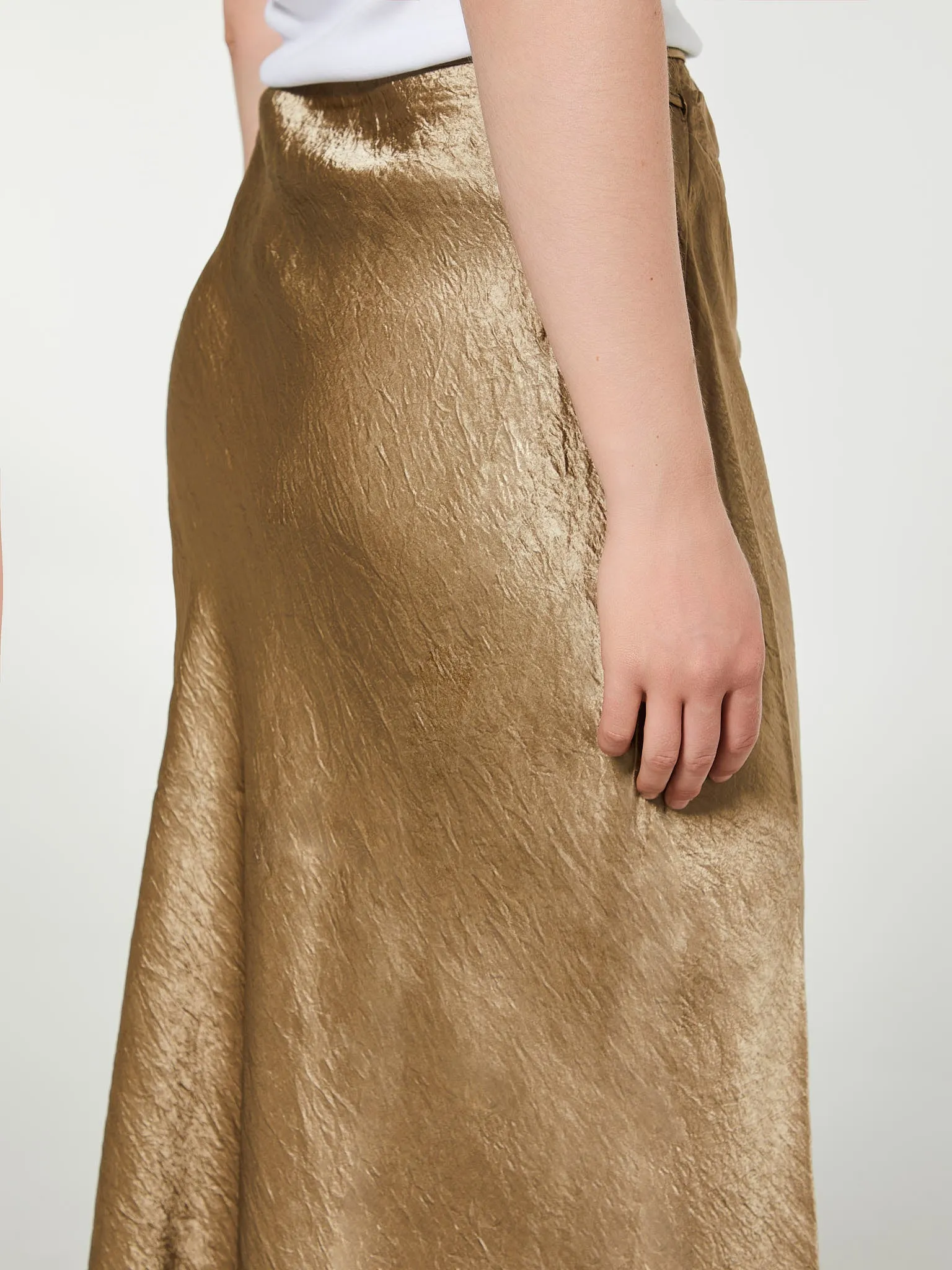 Satin Wrap Skirt in Gold