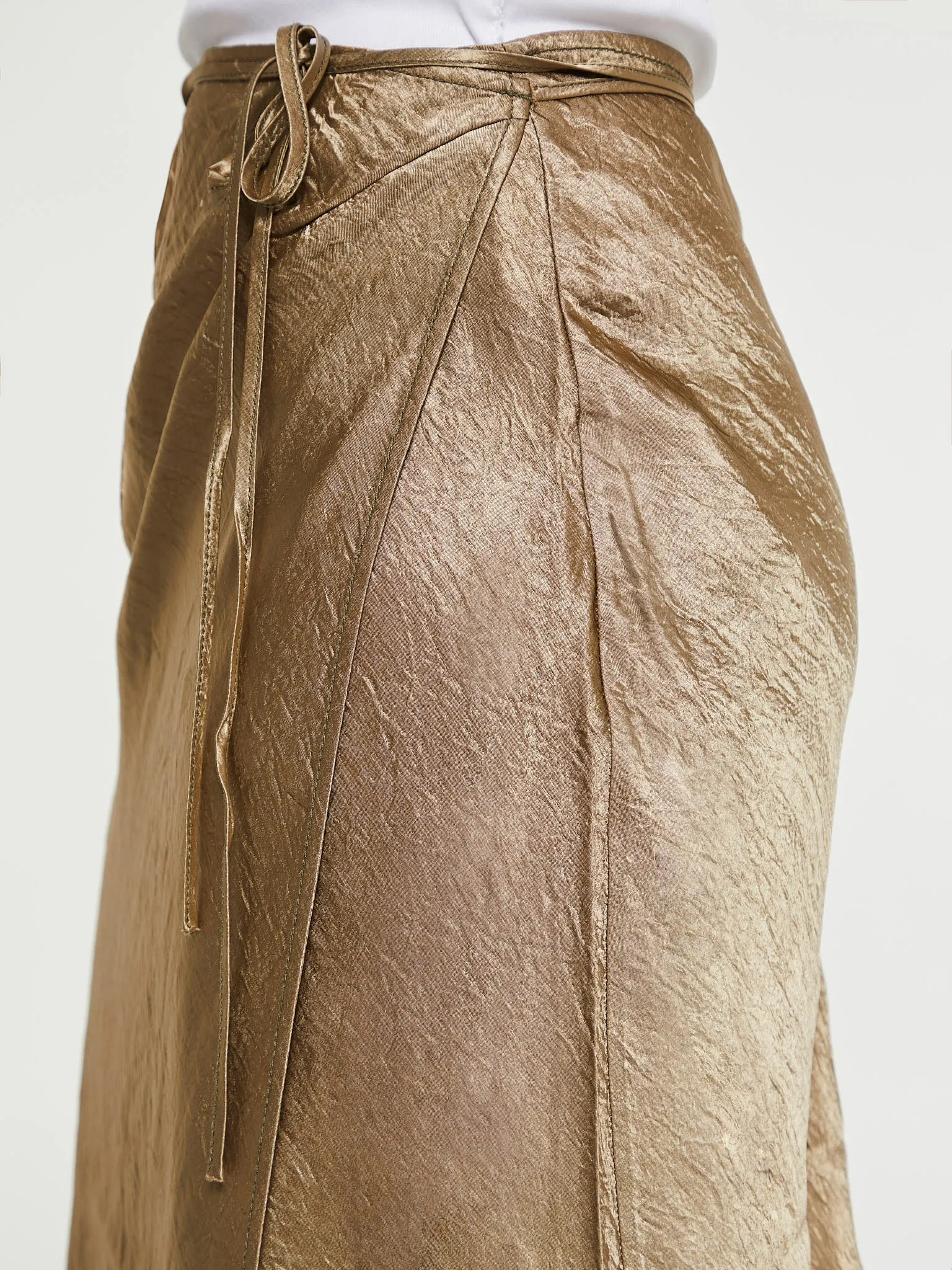 Satin Wrap Skirt in Gold