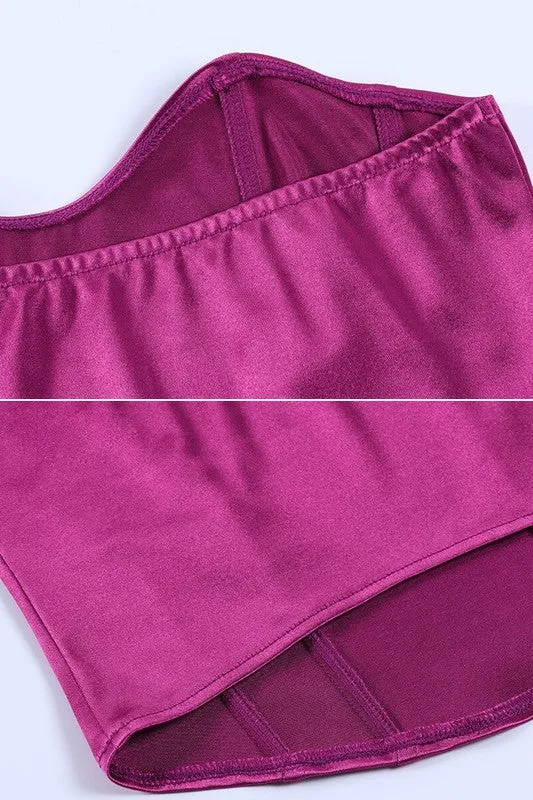 Starfire Satin Magenta Corset Crop Top