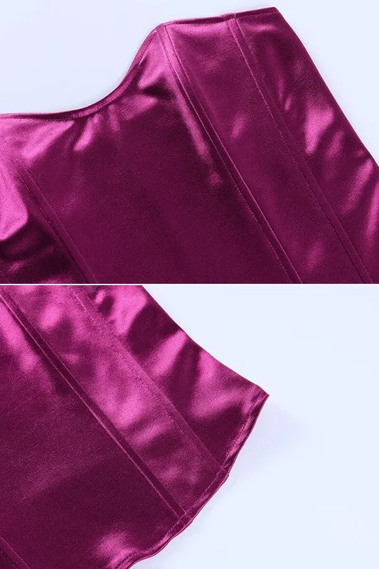Starfire Satin Magenta Corset Crop Top