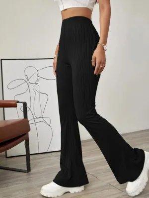 Stylish Black Ribbed Pants