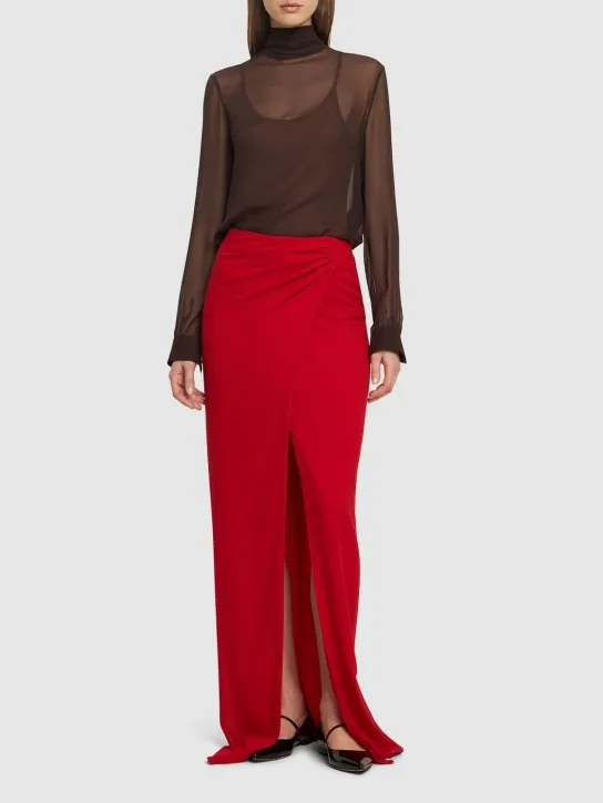 The Andamane   Phoebe stretch silk midi wrap skirt 