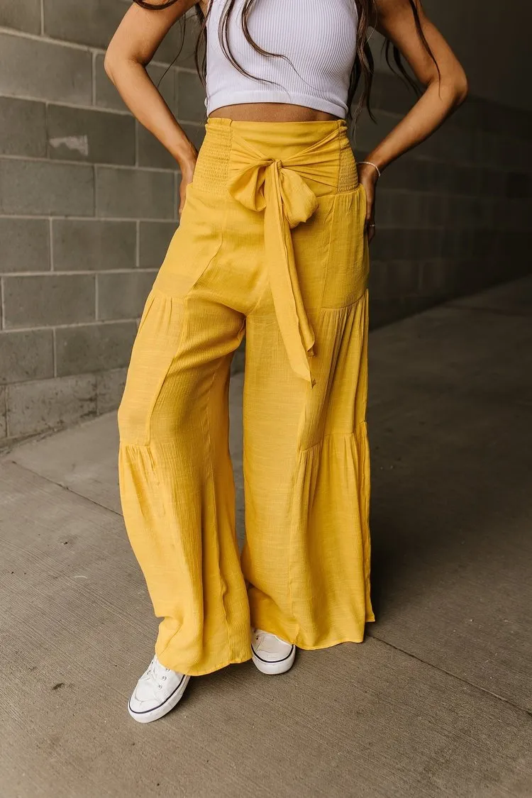 Tiered Boho Pants - Yellow