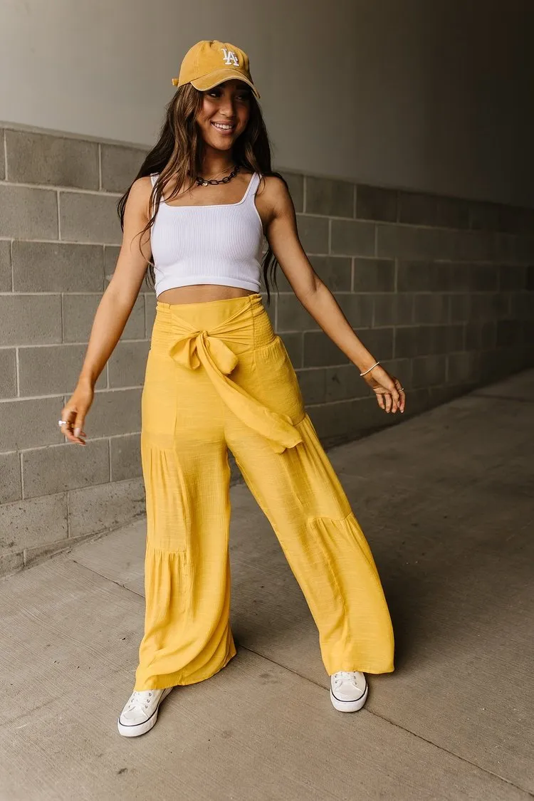 Tiered Boho Pants - Yellow