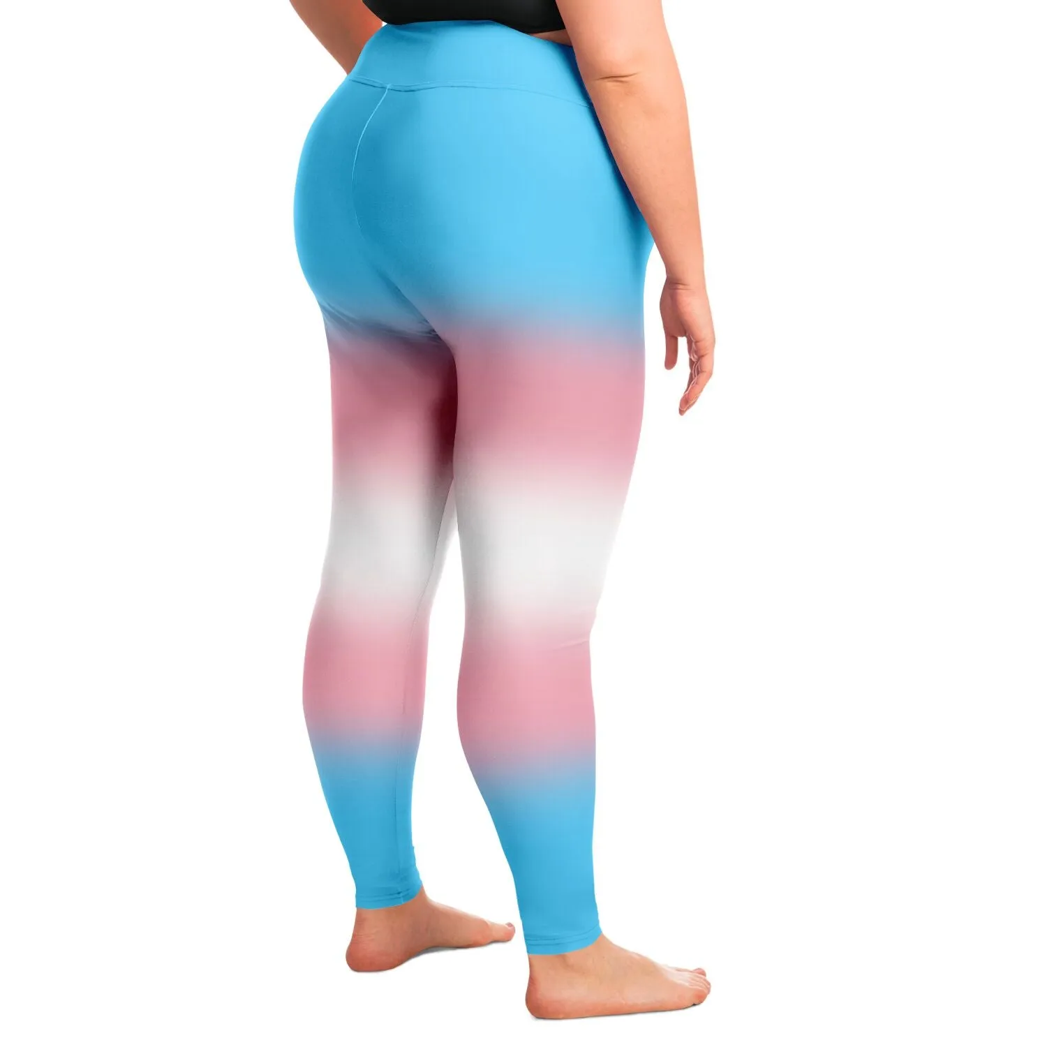 Transgender Pride Ombre High-Waist Plus Leggings
