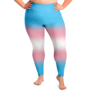 Transgender Pride Ombre High-Waist Plus Leggings