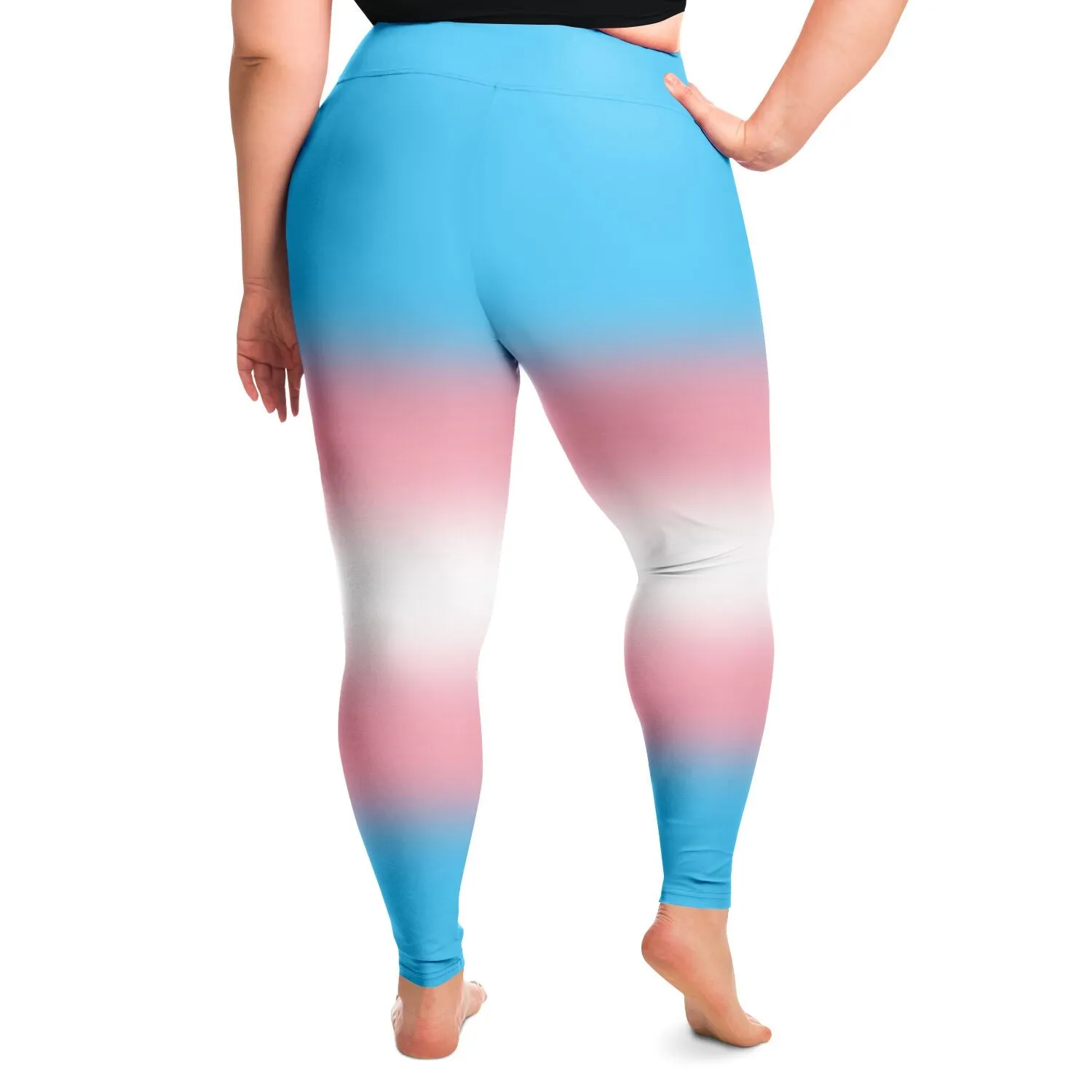 Transgender Pride Ombre High-Waist Plus Leggings