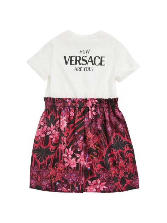 Versace   Logo print &amp; cotton poplin midi dress 