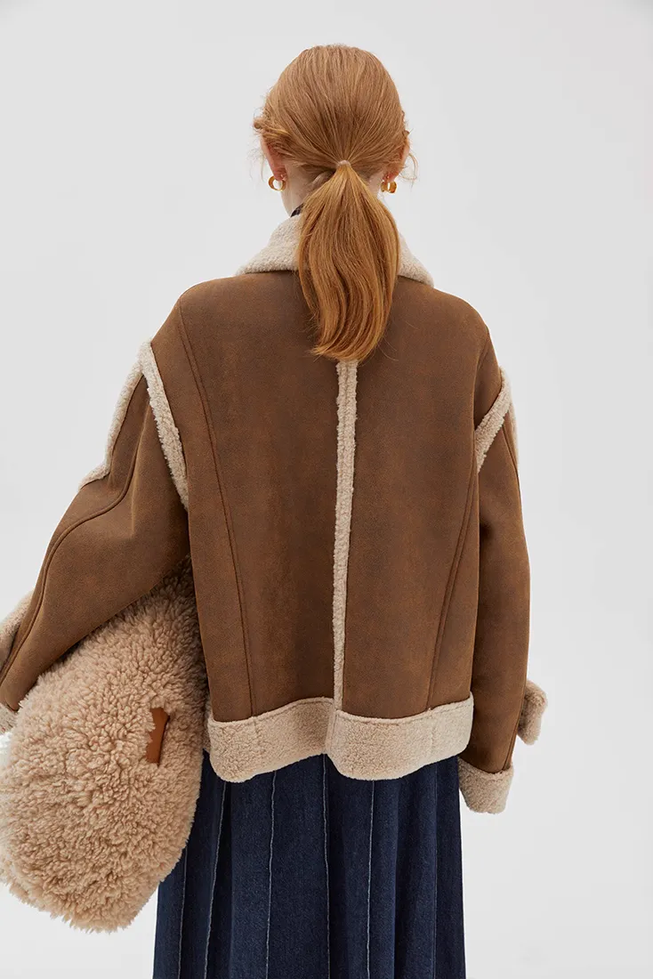 Vintage Preppy Shearling Jacket
