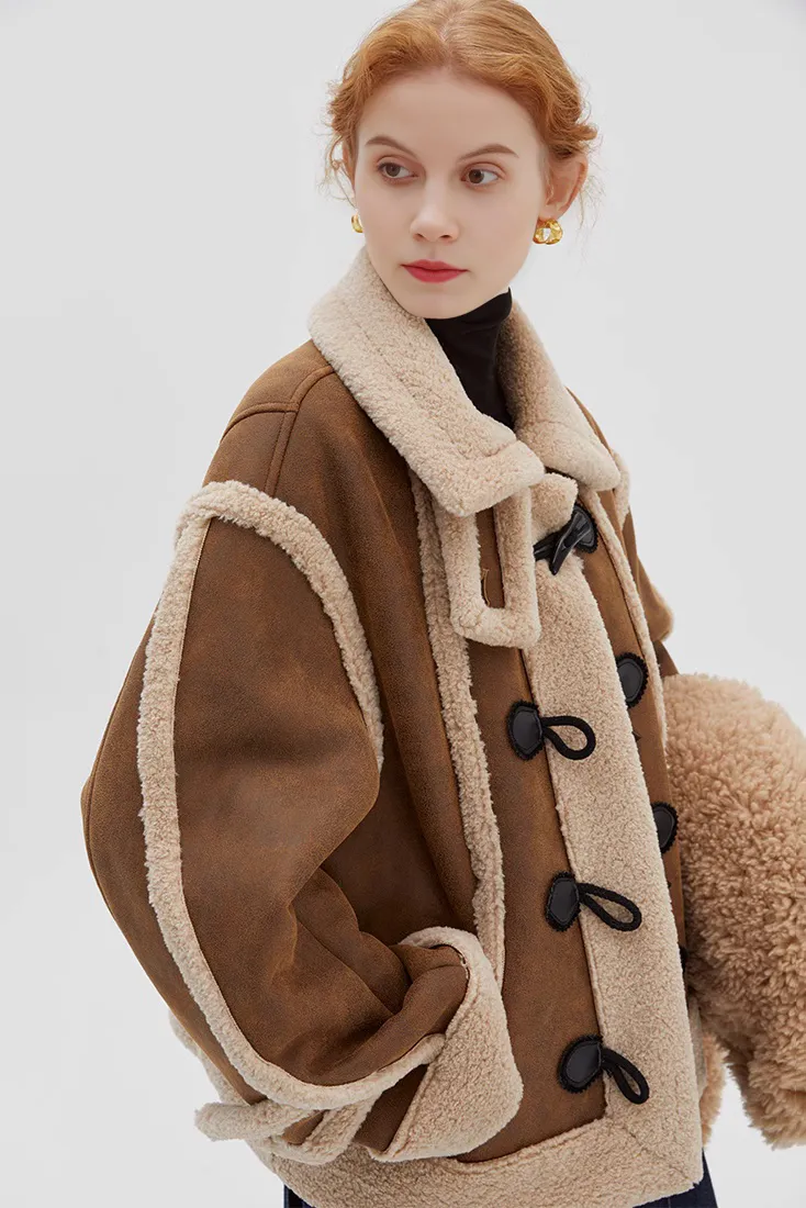 Vintage Preppy Shearling Jacket