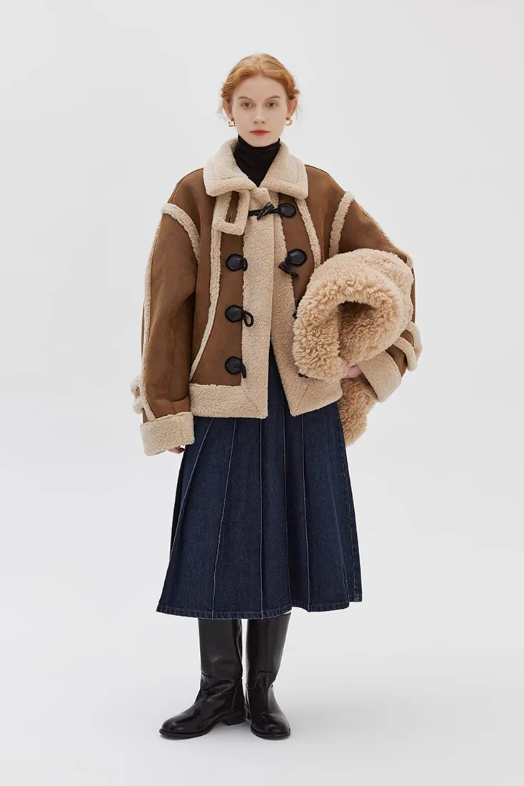 Vintage Preppy Shearling Jacket