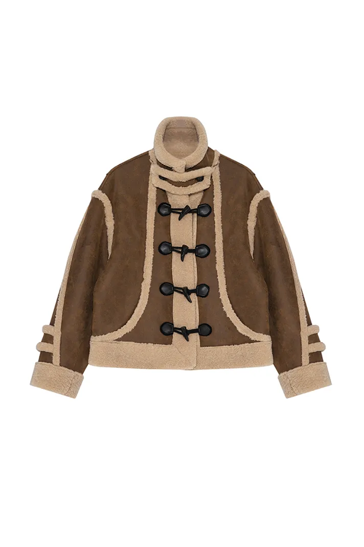 Vintage Preppy Shearling Jacket