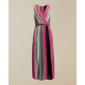 Women Sofinaa-Knitted Wrap Detail Midi Dress - Bright-Pink