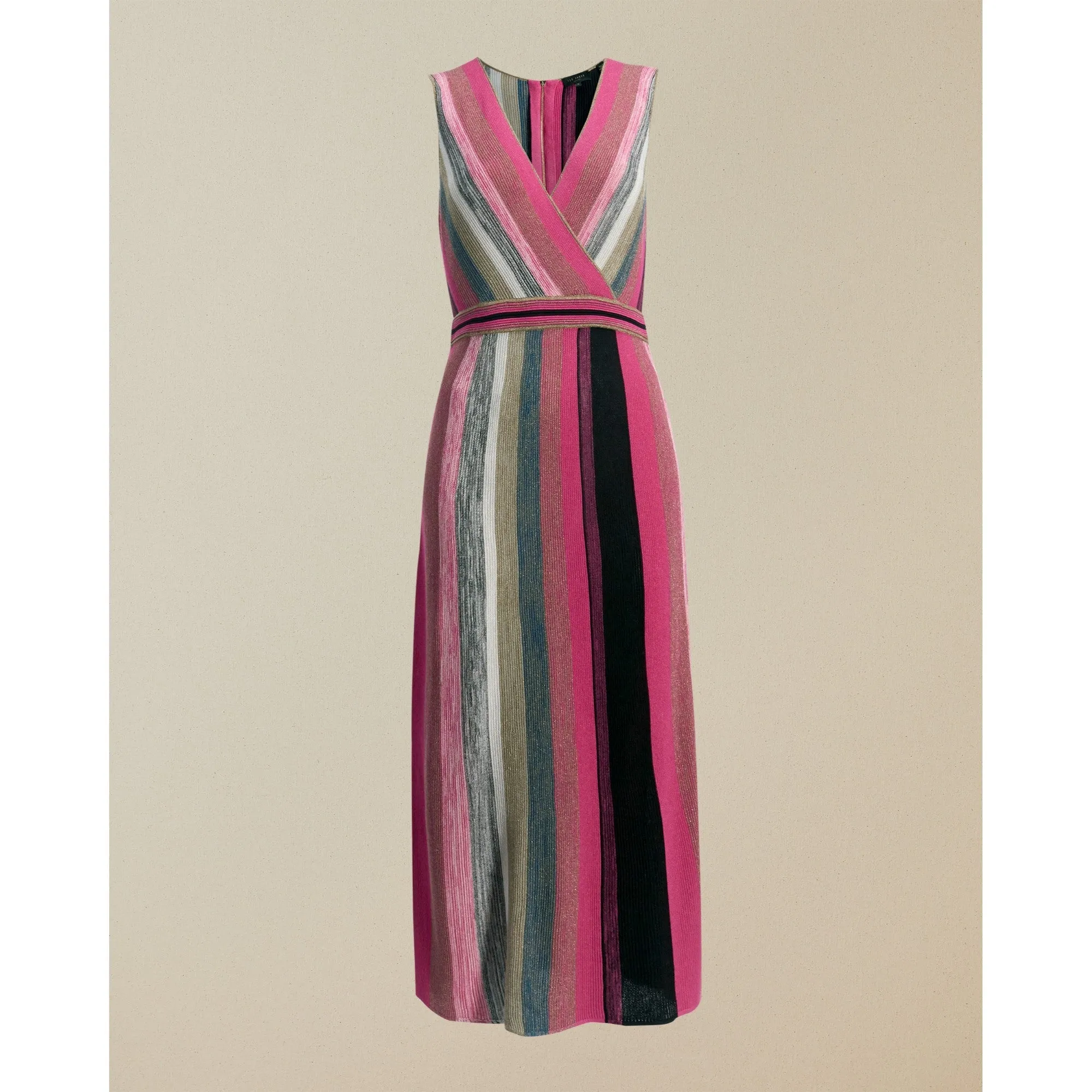 Women Sofinaa-Knitted Wrap Detail Midi Dress - Bright-Pink