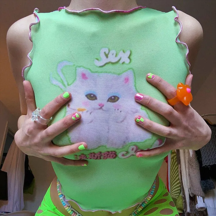 Y2K Kitty Crop Top